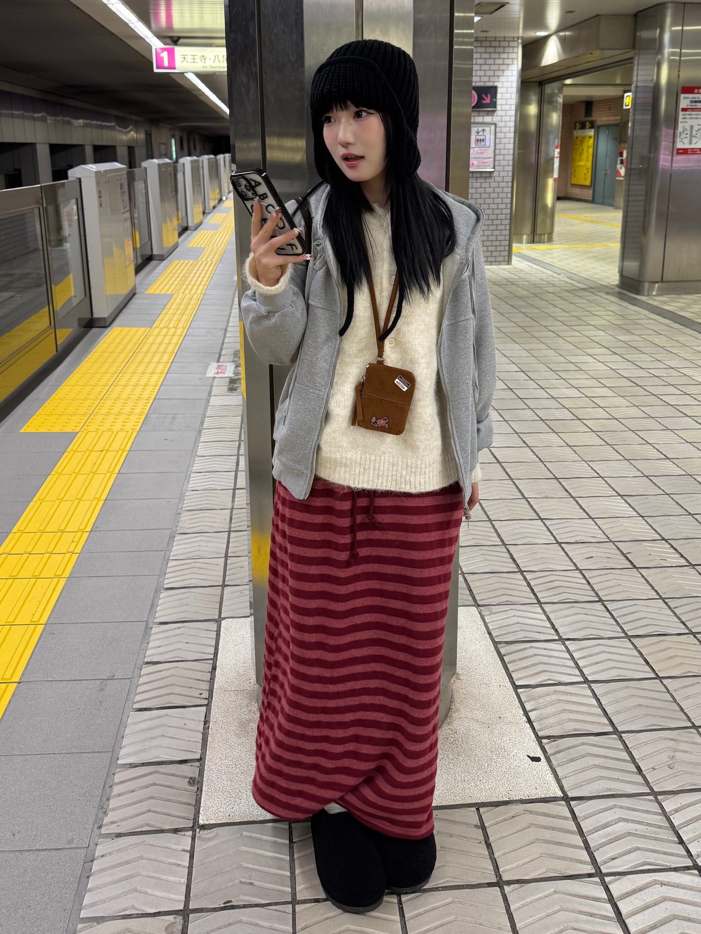 ボーダーニットロングスカート DPB85380