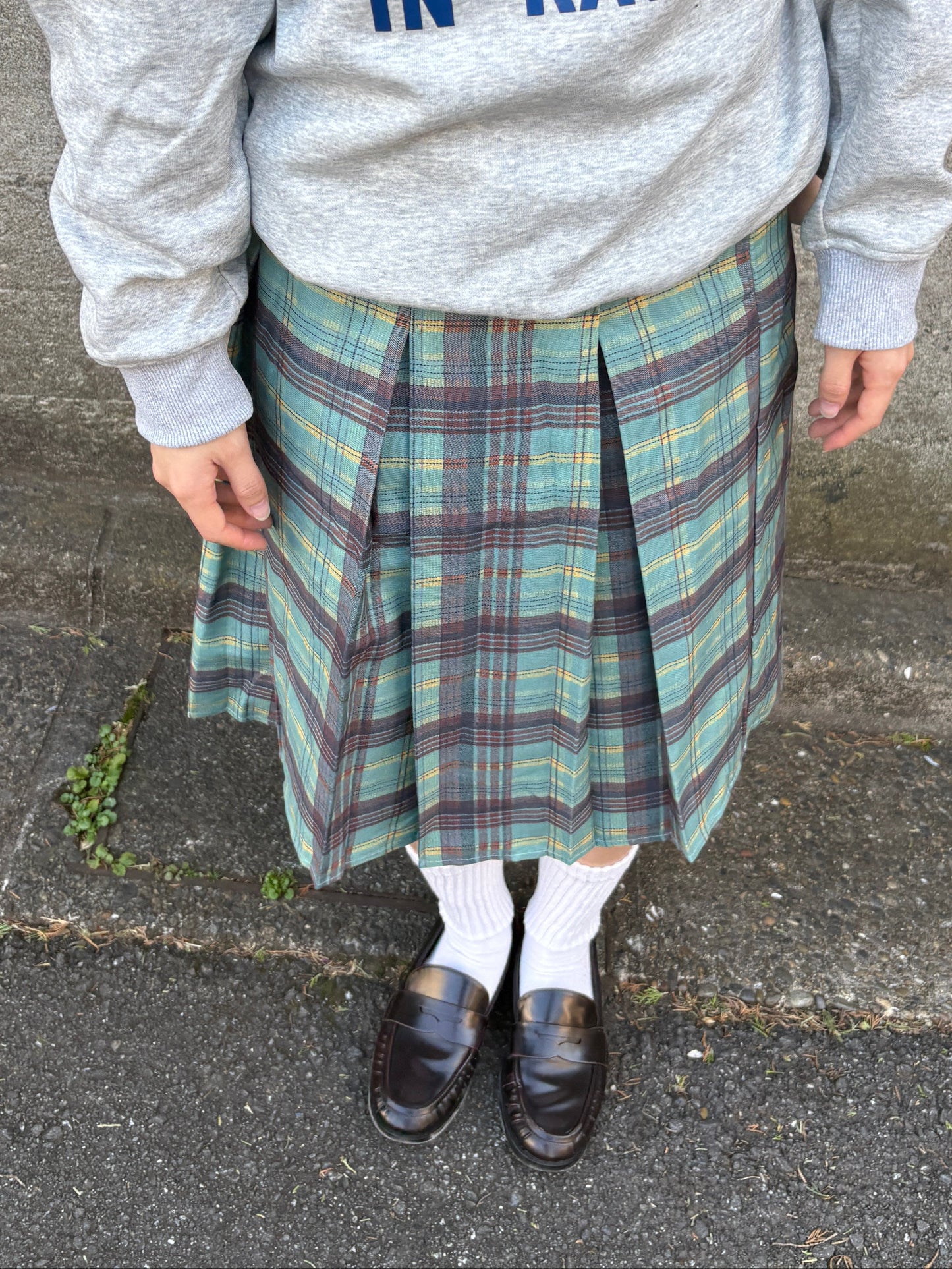 ライトグリーンプリーツチェックスカート DPA43739