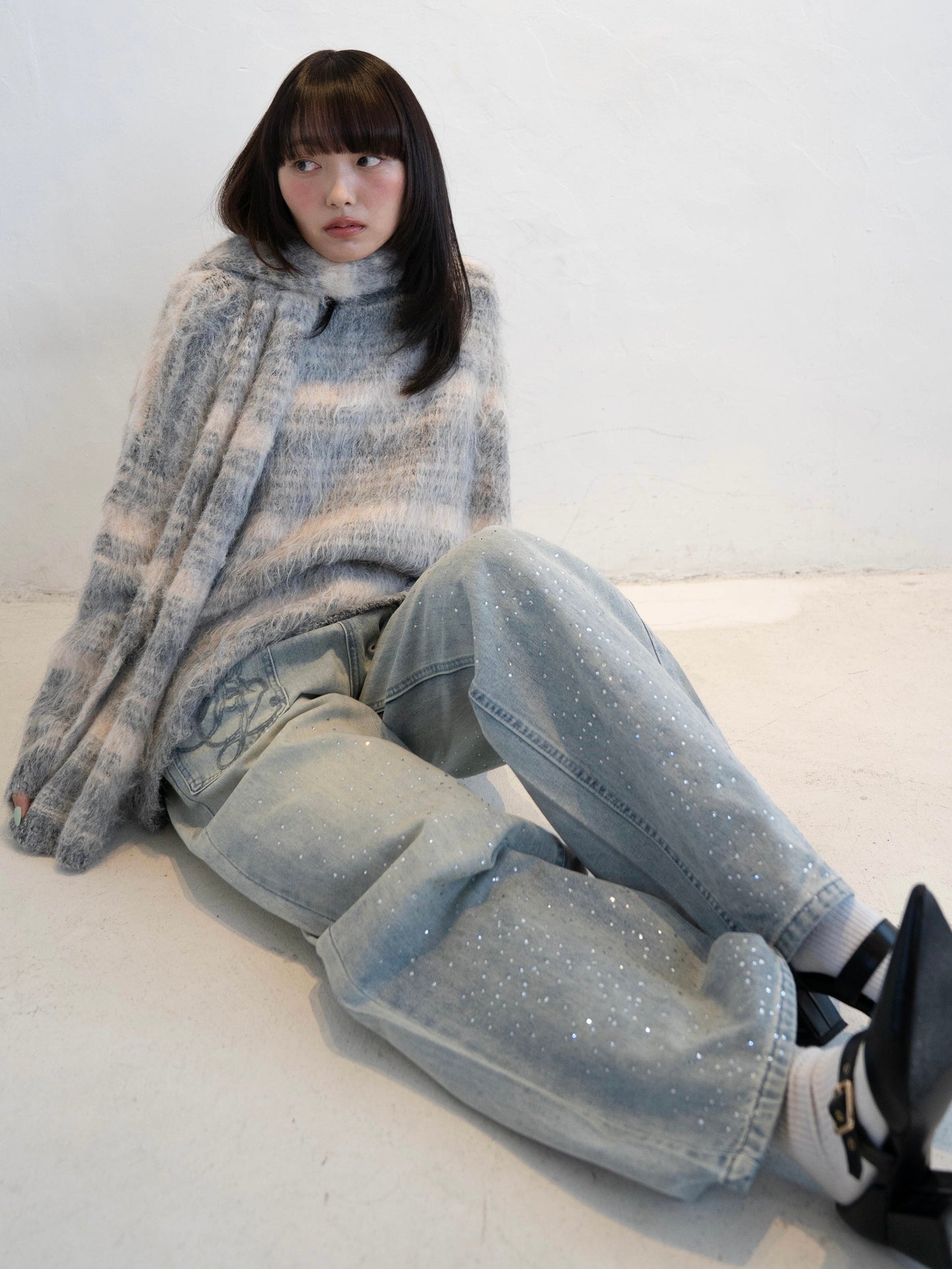 ラメストレートデニムパンツ DPC02014