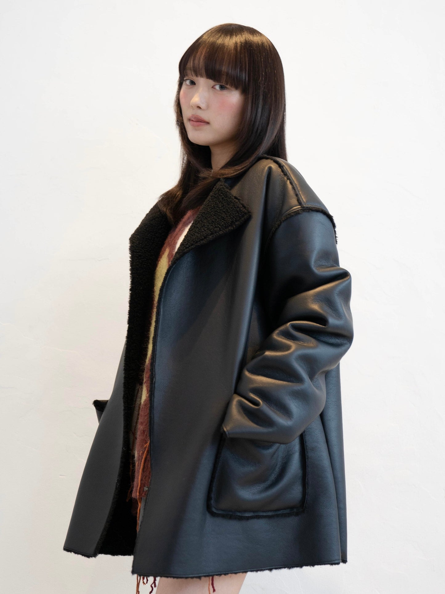 ポイントボアフェイクレザージャケット DPC02010