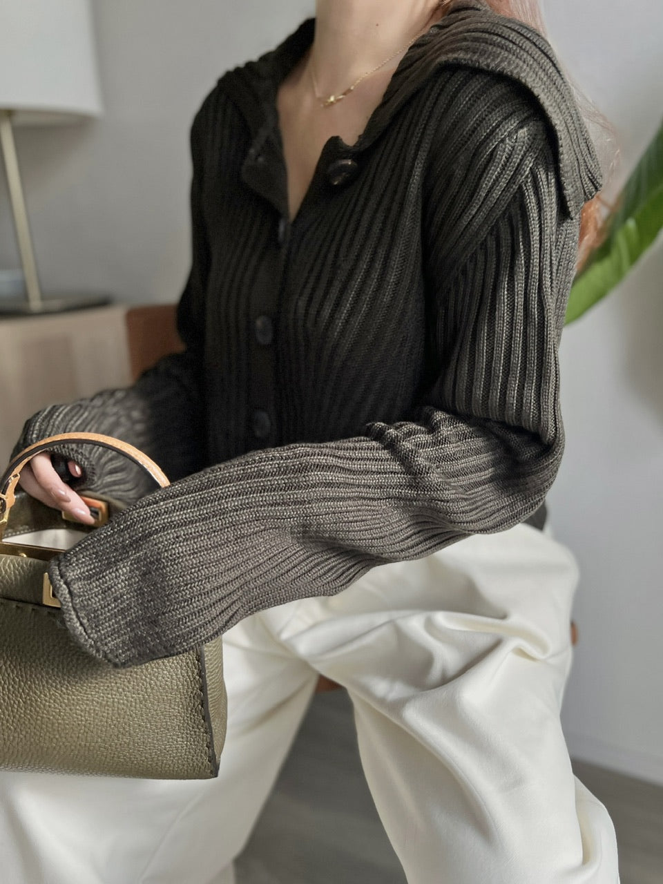 リブボタンニットトップス DPB56340