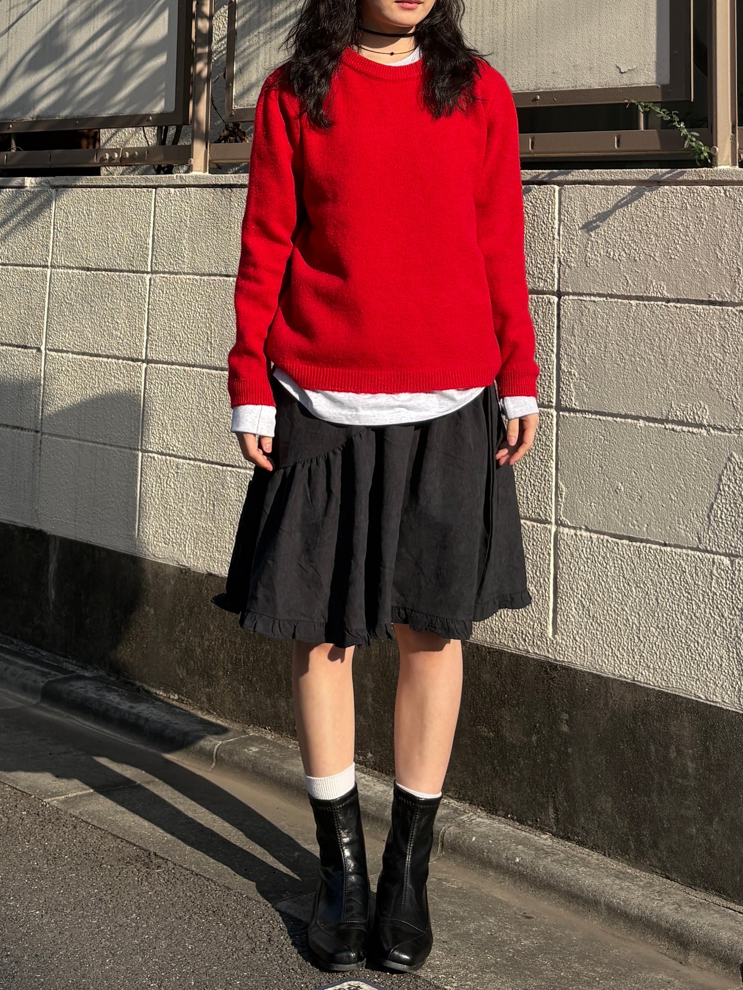 アシメフリルブラックスカート DPA43752