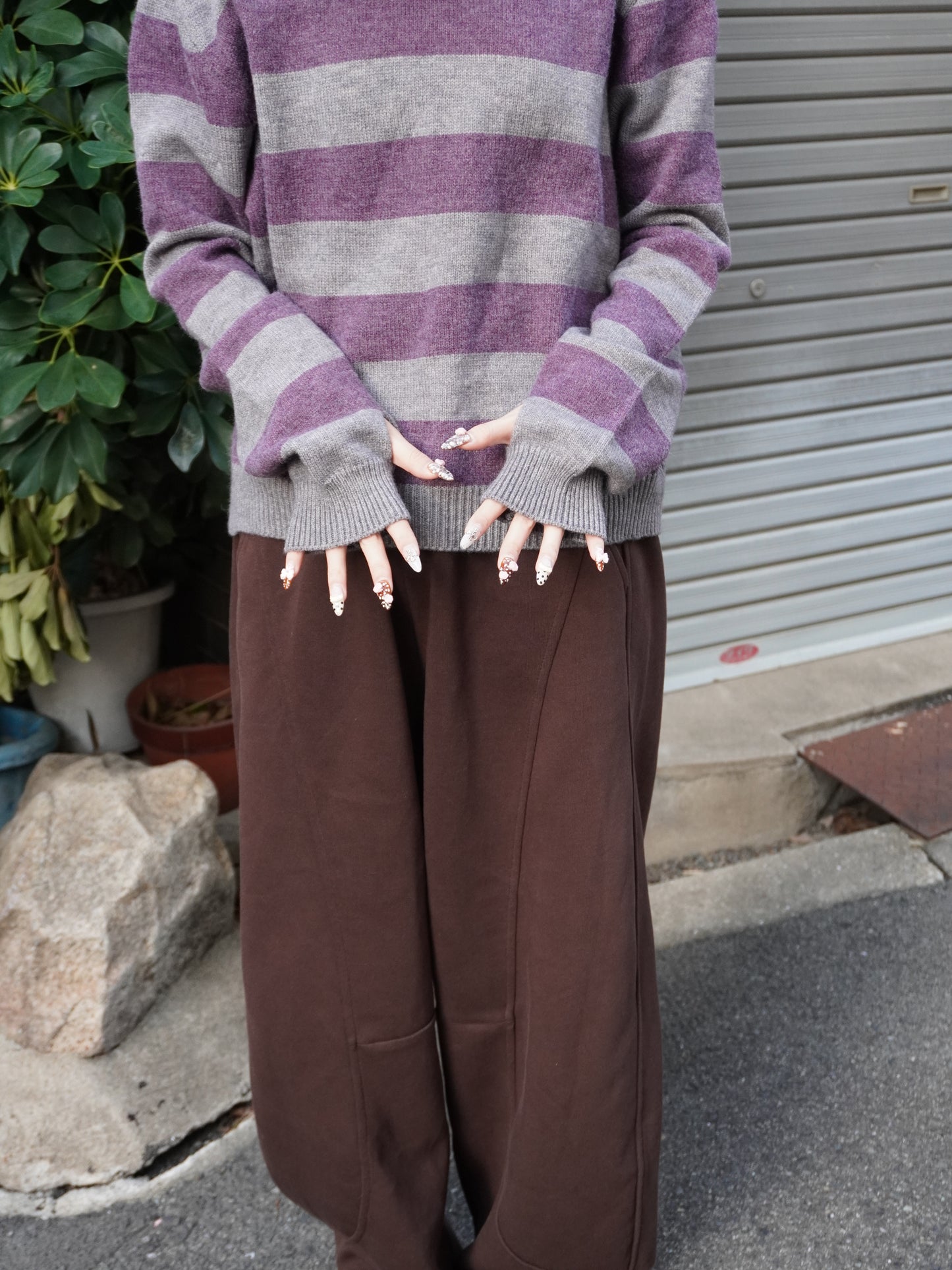 ボーダーフーディニットパーカー DPB85383