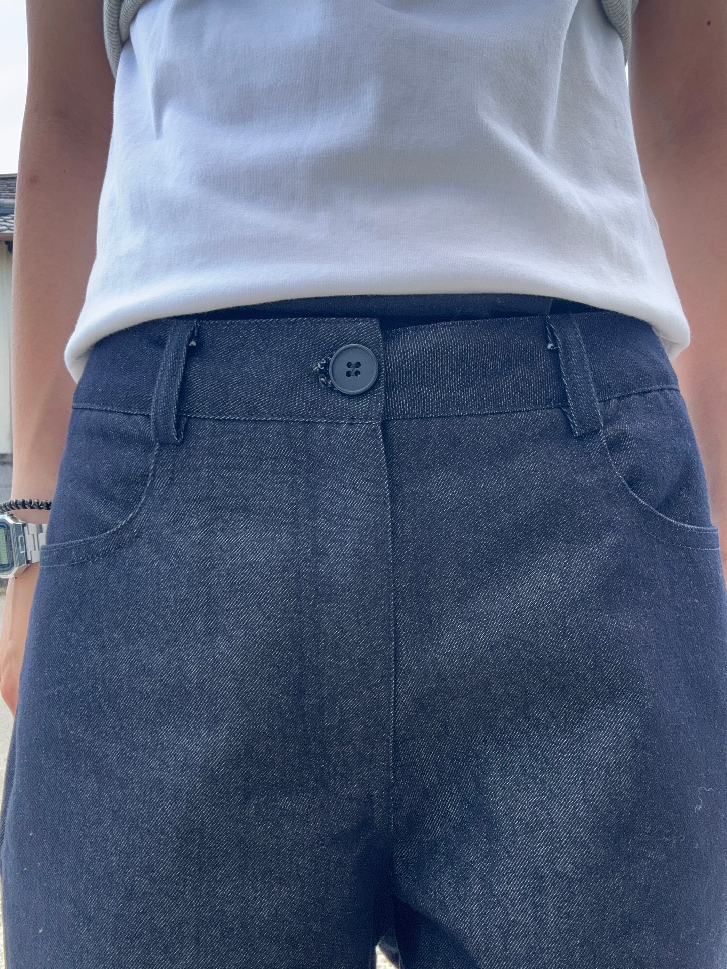 バックポケットステッチワイドデニムパンツ DPC07024