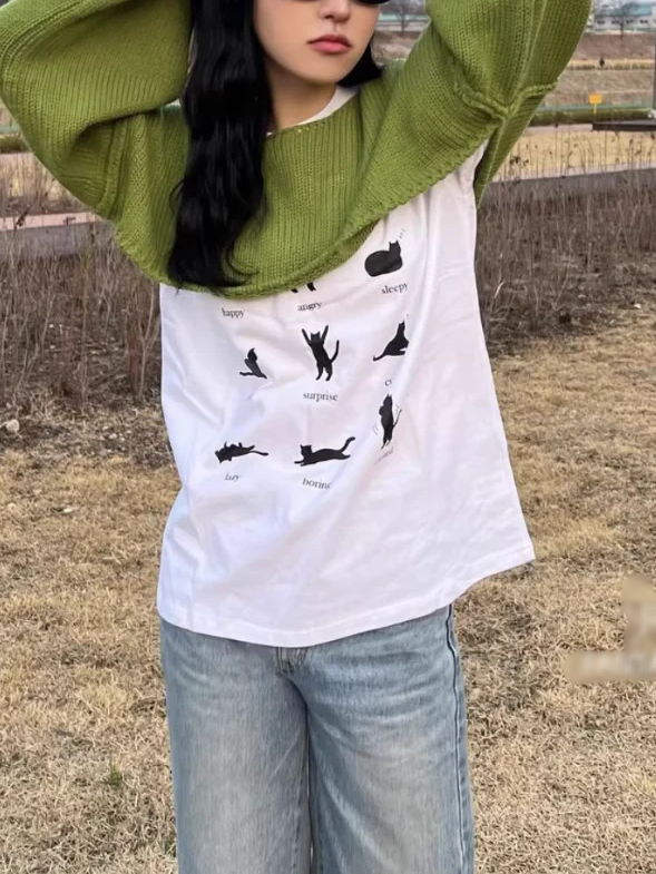 キャットプリントTシャツ DPB71777
