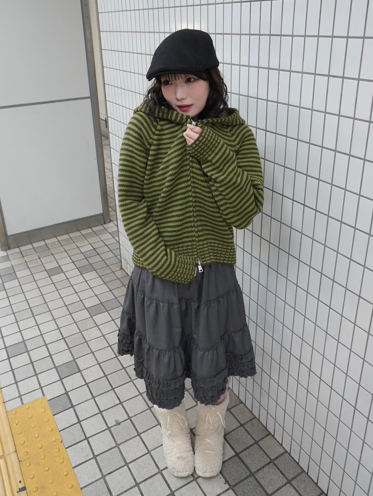 【即納】ボーダーニットダブルジップパーカー DPB85367S