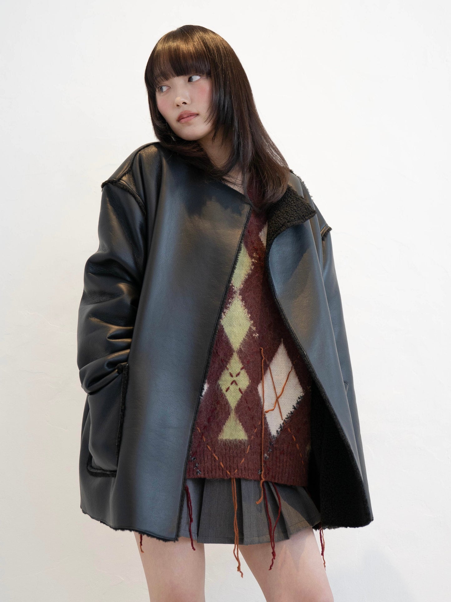 ポイントボアフェイクレザージャケット DPC02010