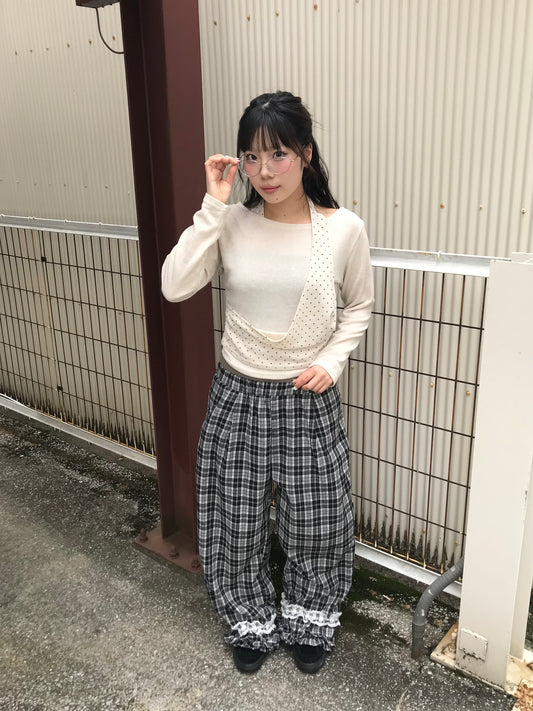 チェックレースオーバーパンツ DPB89181