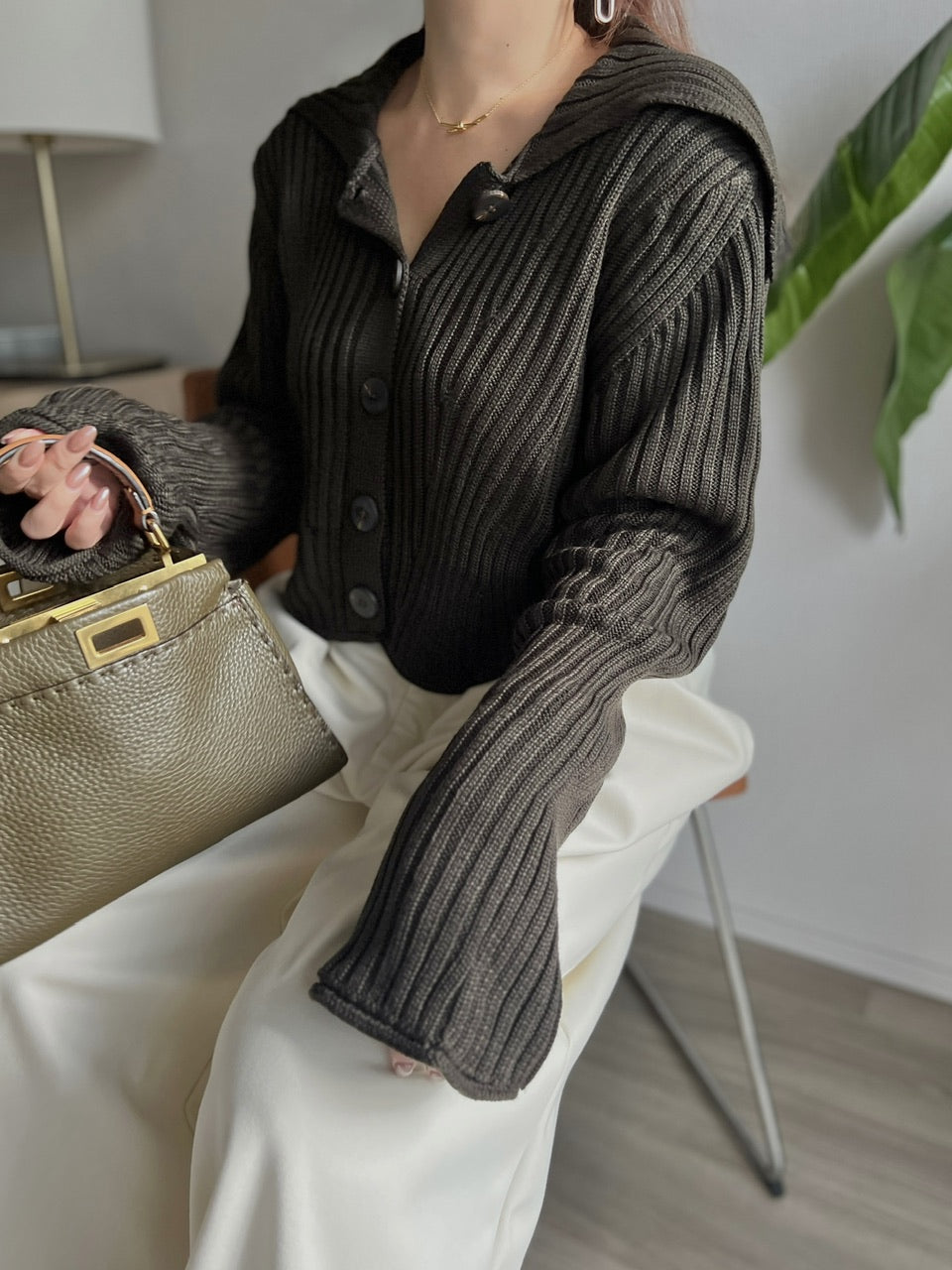 リブボタンニットトップス DPB56340