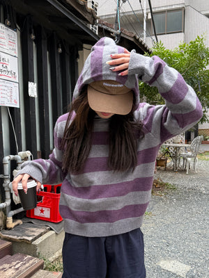 パープルストライプニット DPC01027