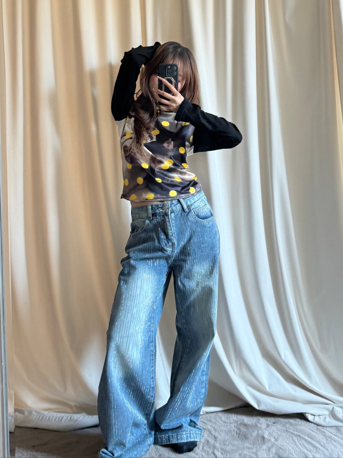 グリッターストーンデニムパンツ DPB86207