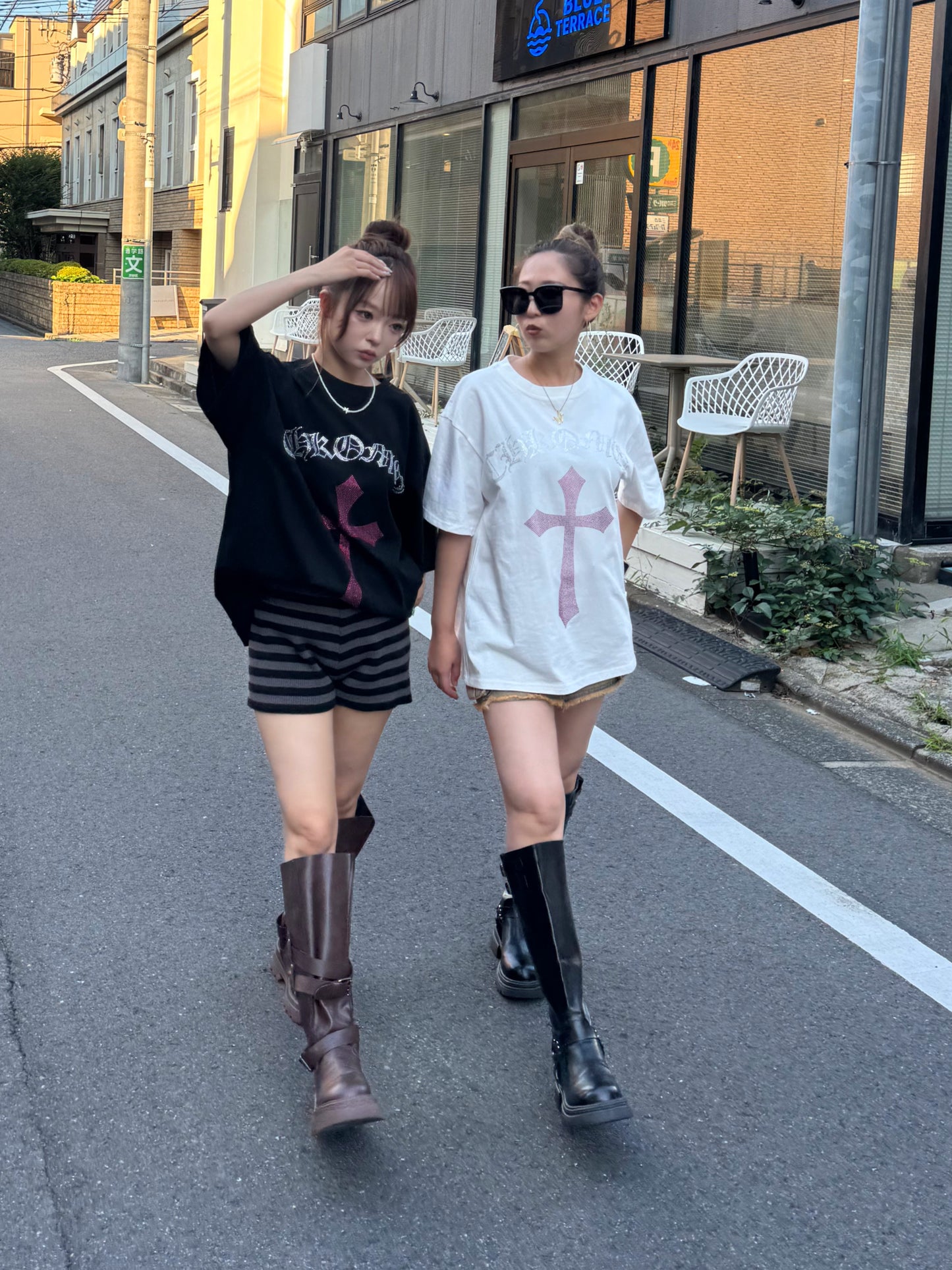 【即納】クロスストーンオーバーサイズTシャツ DPB73666S