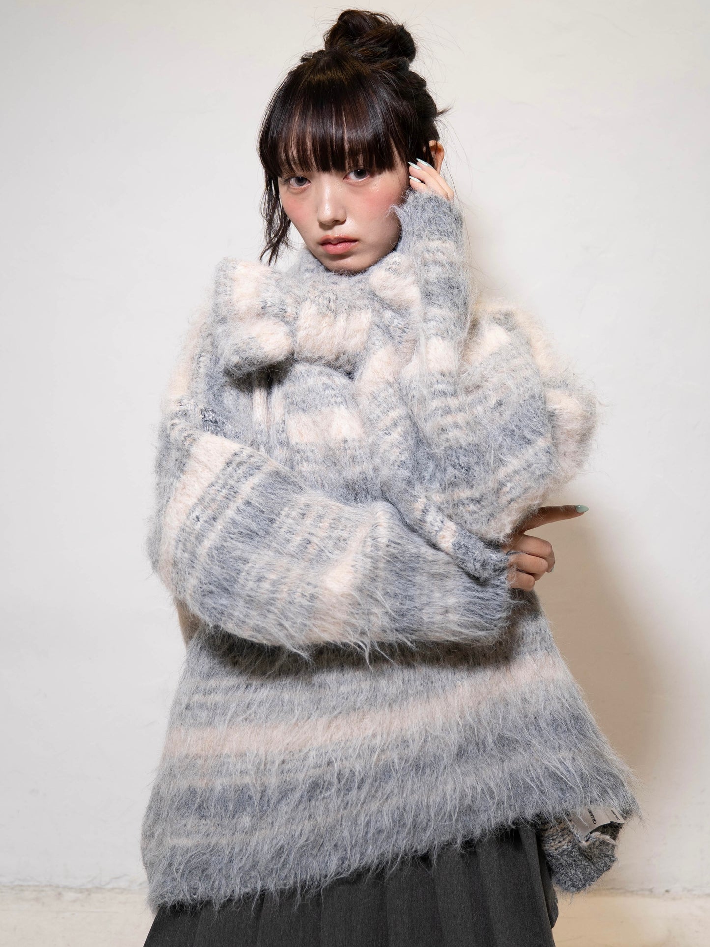 リボンマフラーボーダーニット DPC02005