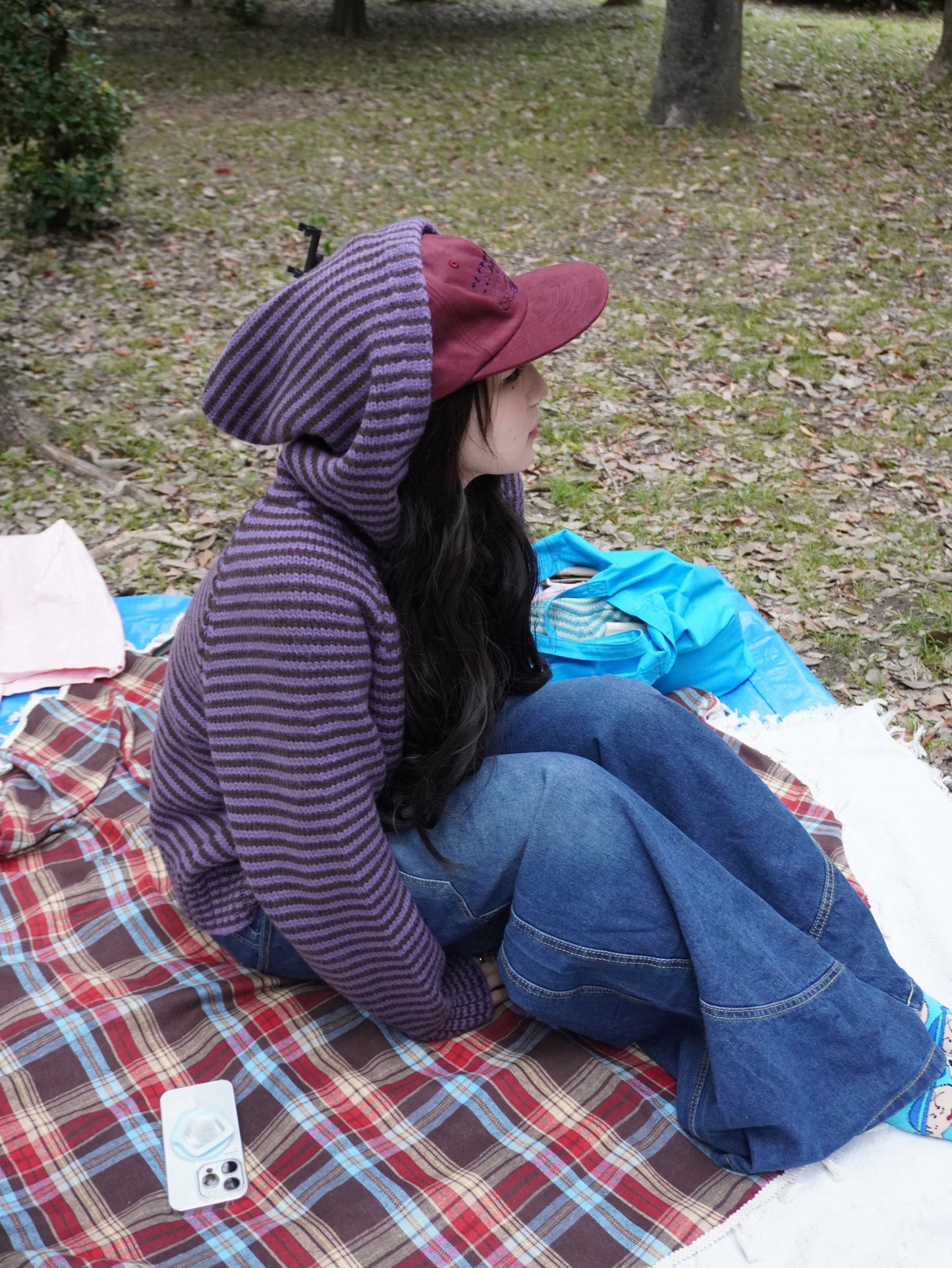 ボーダーニットダブルジップパーカー DPB85367