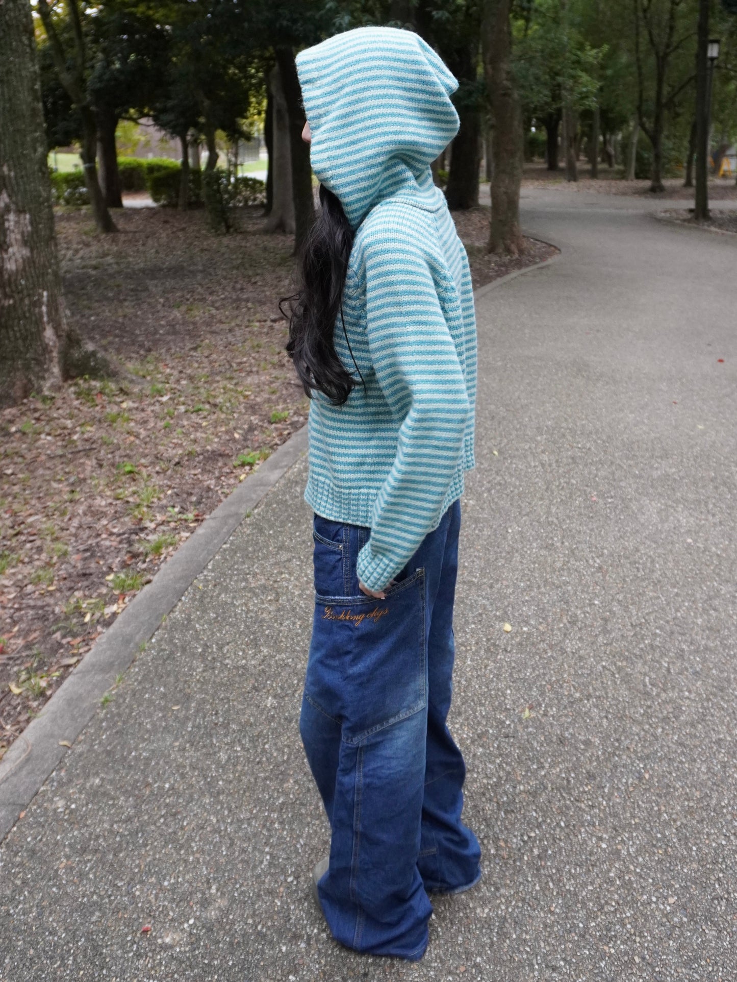 ボーダーニットダブルジップパーカー DPB85367