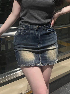 バック刺繍デニムミニスカート DPB74046