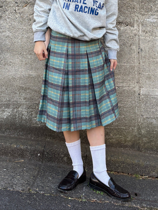 ライトグリーンプリーツチェックスカート DPA43739