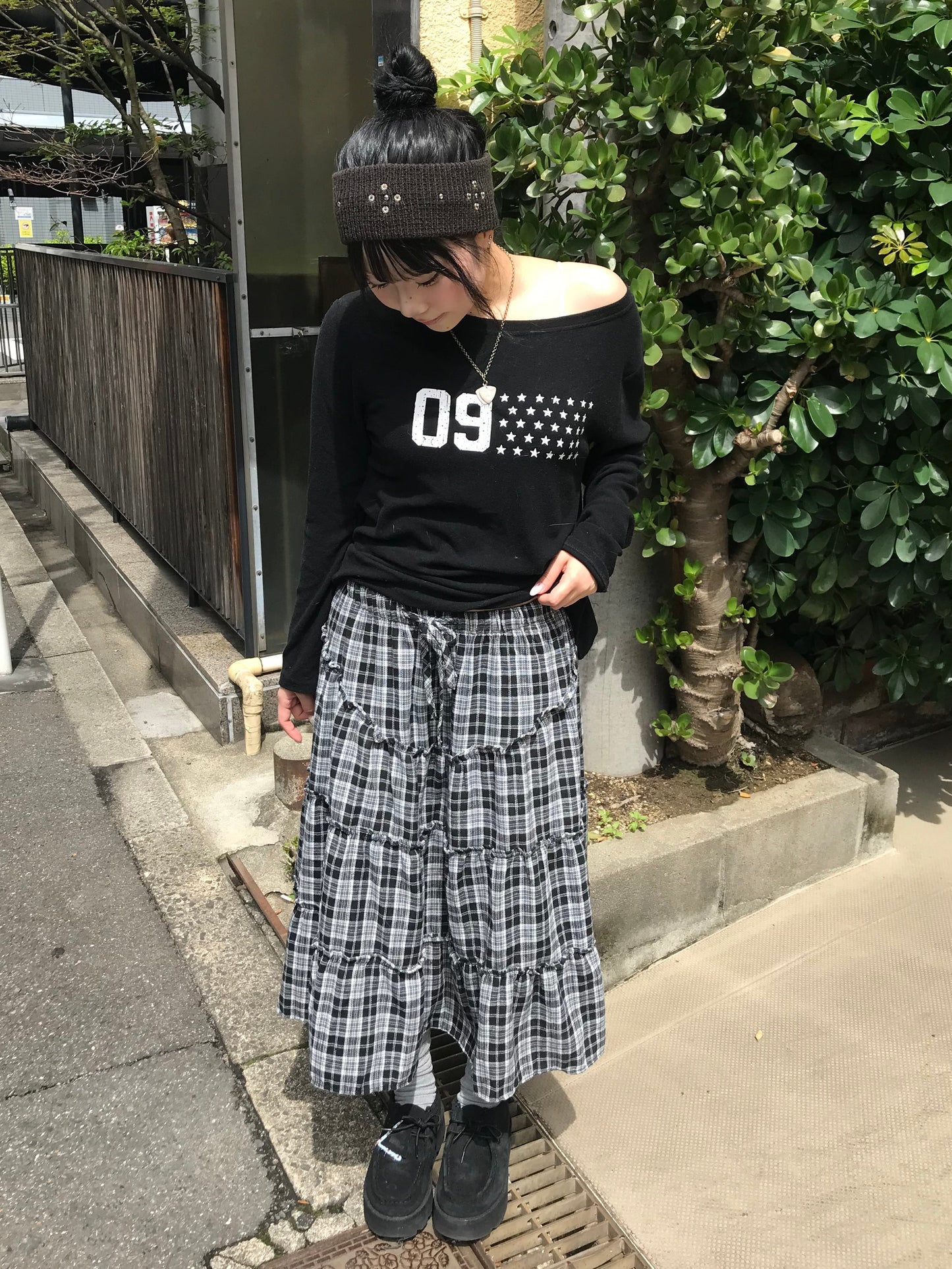 ロングチェックフリルスカート DPB89256