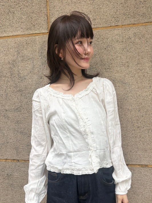 フリルボタンパフスリーブシャツ DPA43818