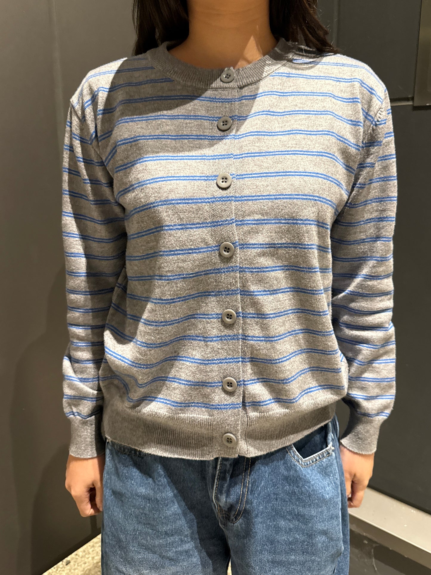 グレーボーダーカーディガン DPC01013