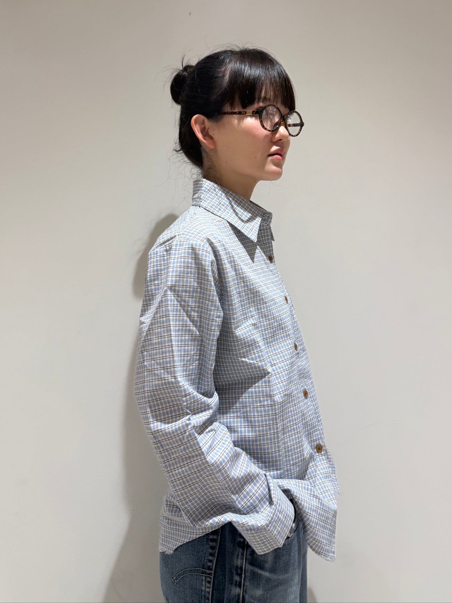 ライトブルーミニチェックシャツ DPA43675