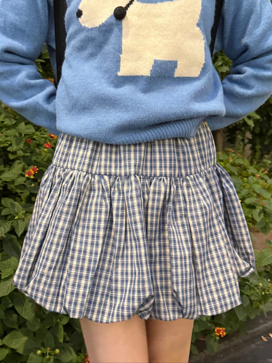 ブルーチェックバルーンスカート DPA43688