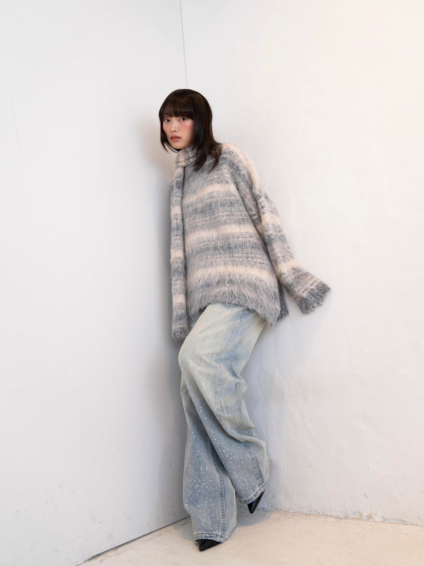 リボンマフラーボーダーニット DPC02005