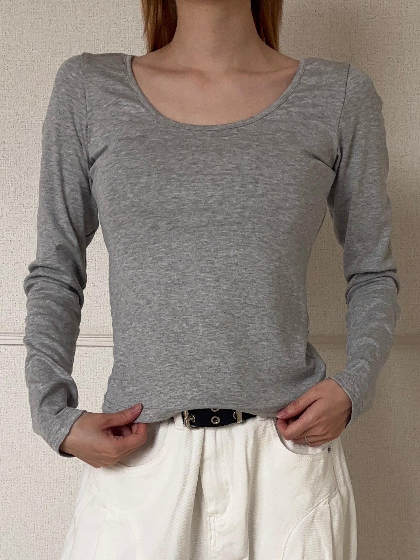 グレーラウンドネックTシャツ DPB88212