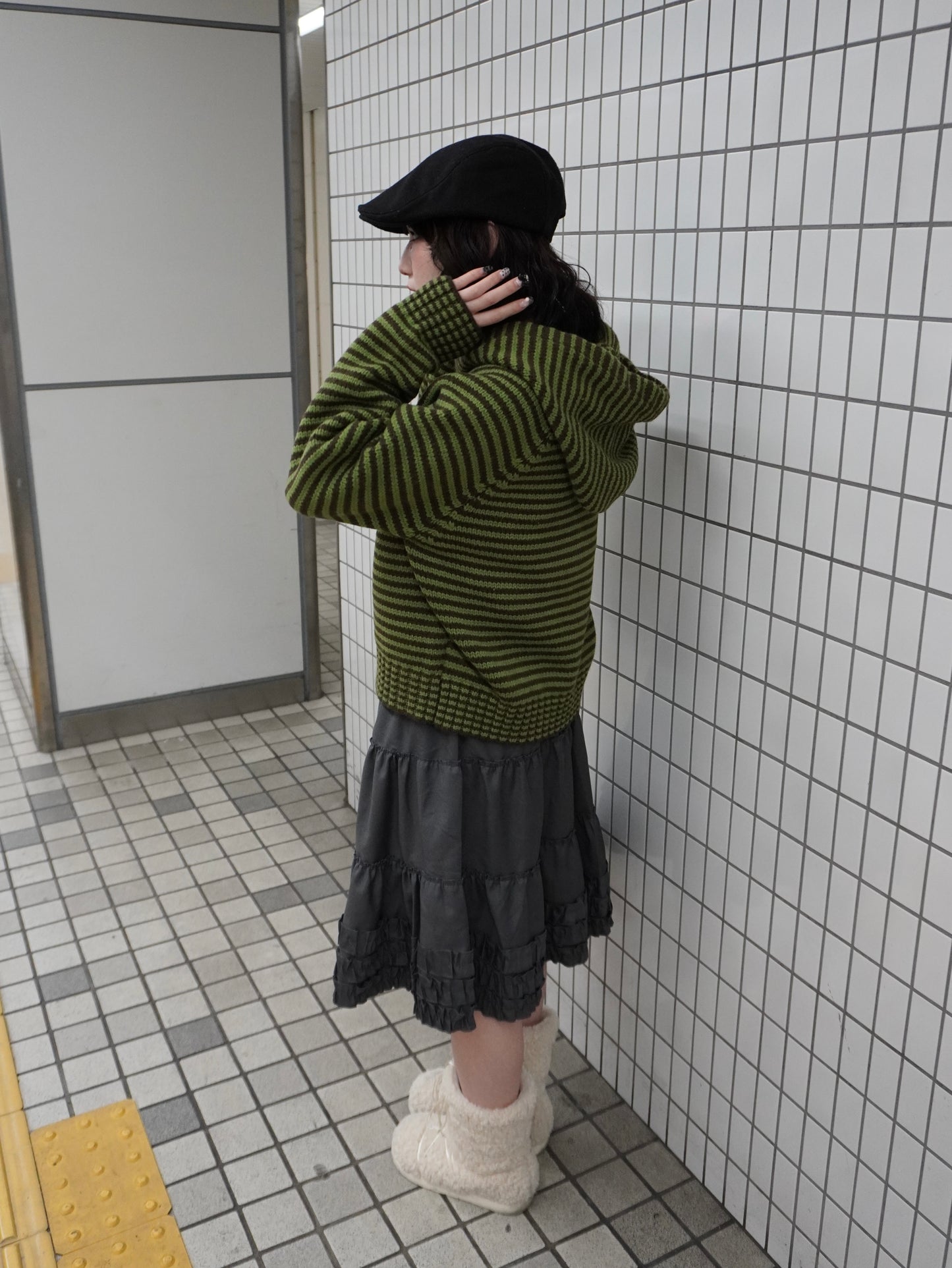 【即納】ボーダーニットダブルジップパーカー DPB85367S