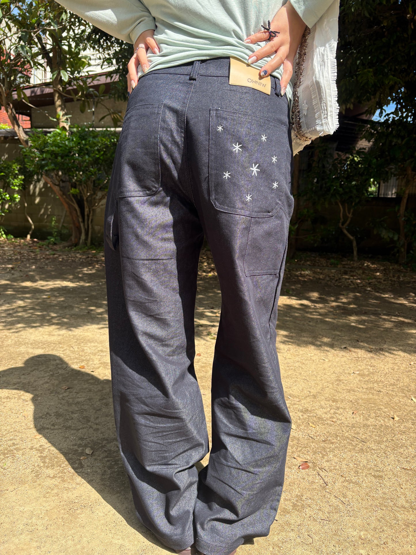 バックポケットスターワイドデニムパンツ DPC08012