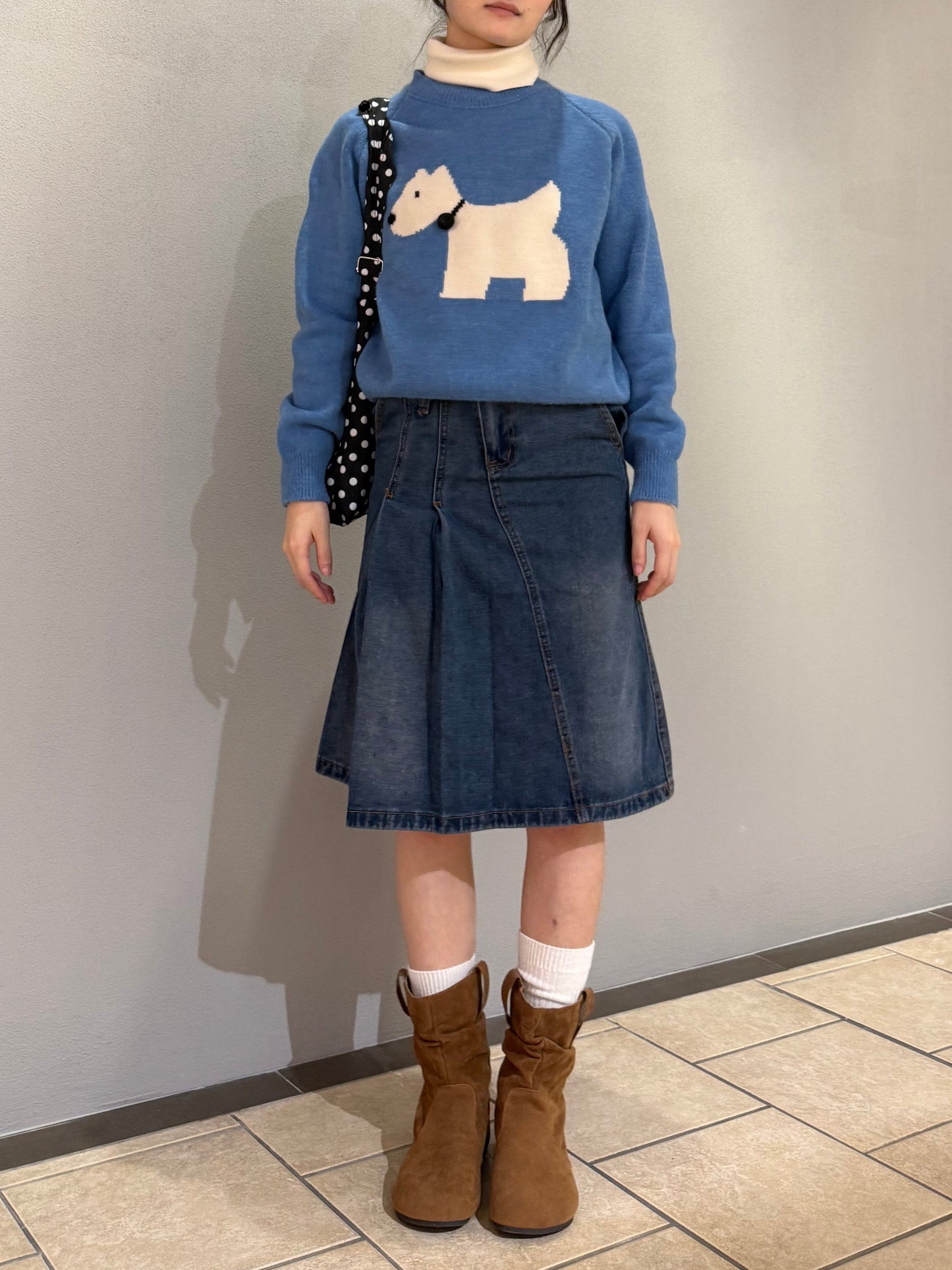 ユニークプリーツデニムスカート DPA43704