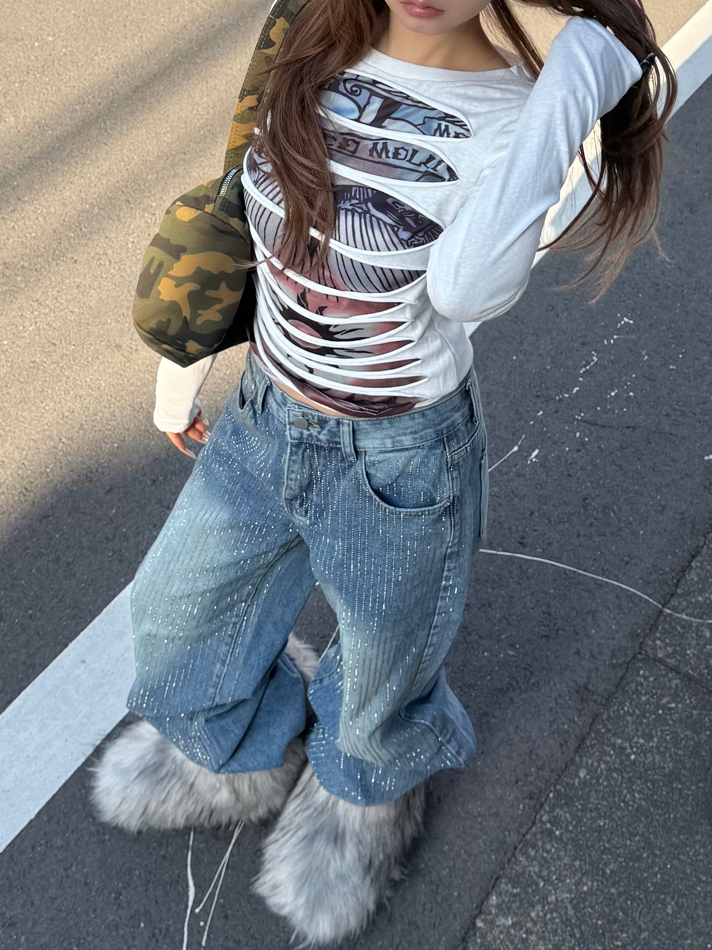 グリッターストーンデニムパンツ DPB86207