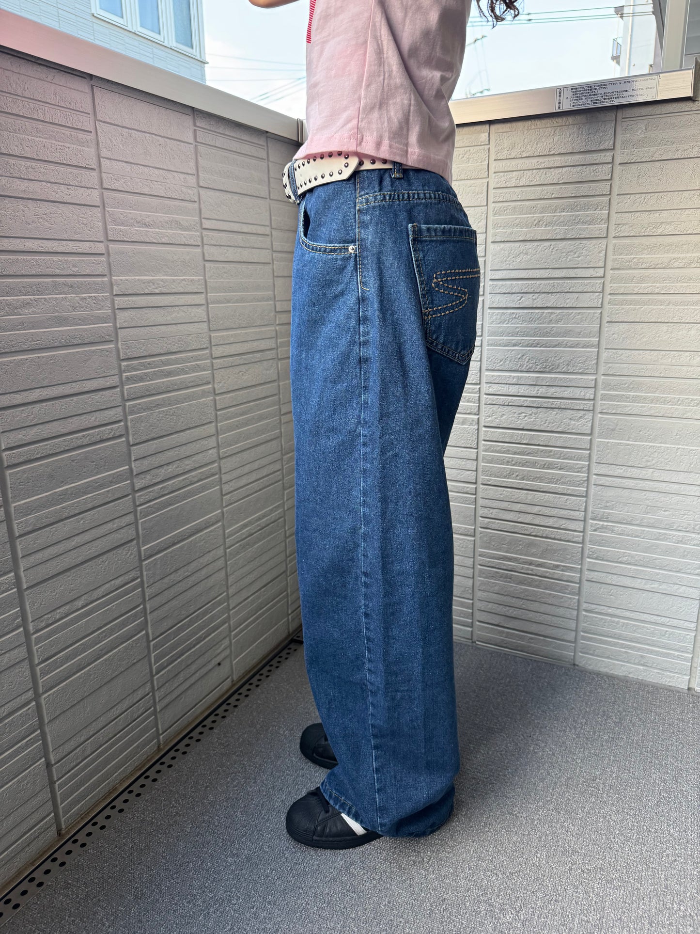 バックステッチワイドデニムパンツ DPC07038