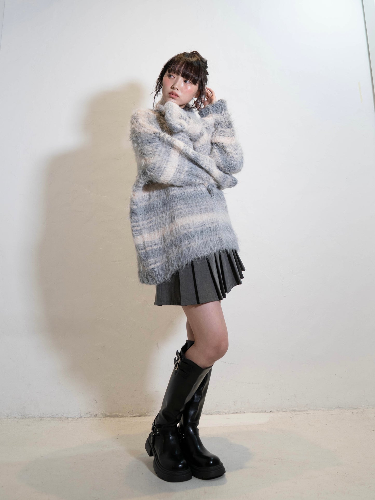 リボンマフラーボーダーニット DPC02005