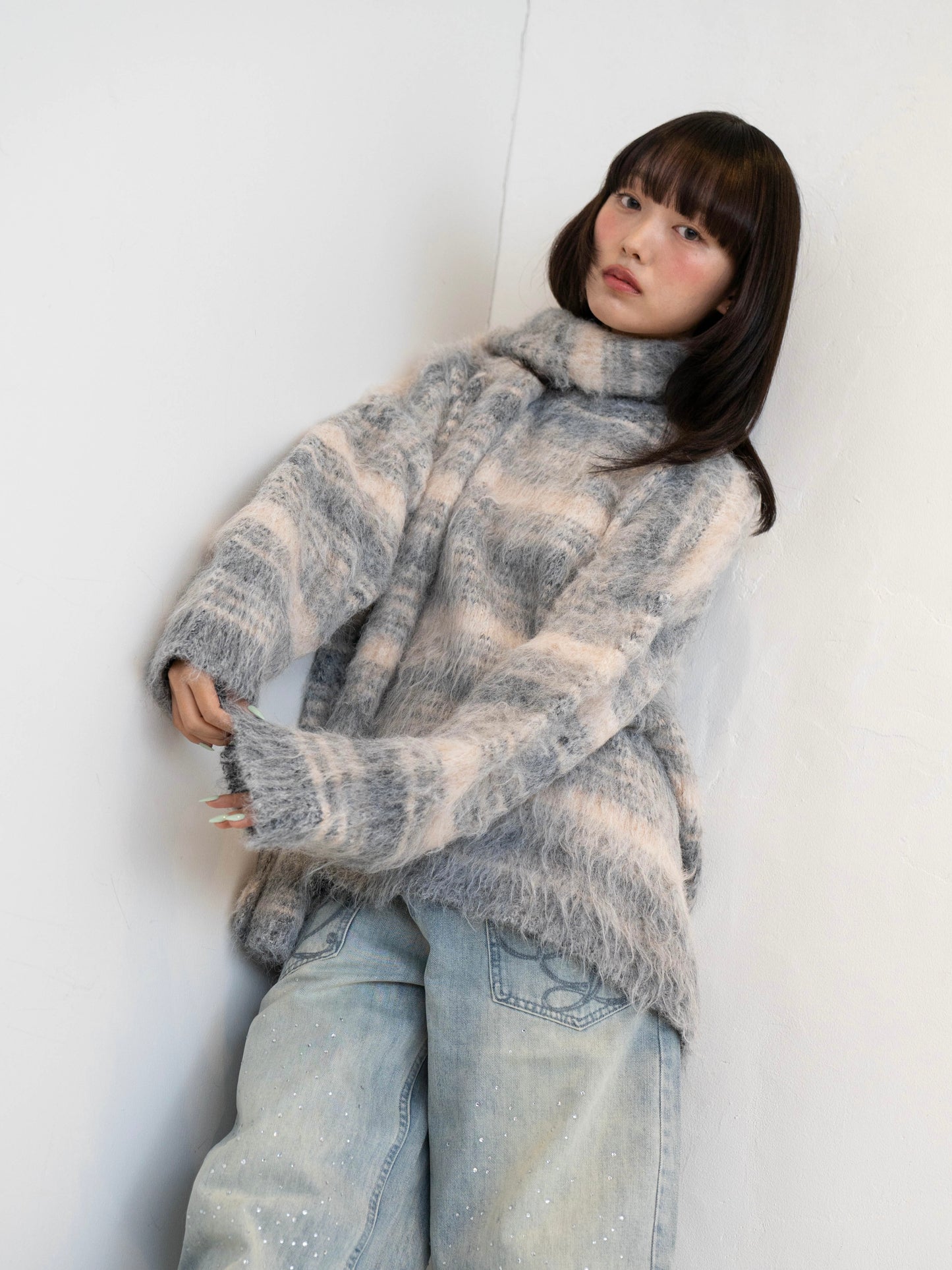 リボンマフラーボーダーニット DPC02005