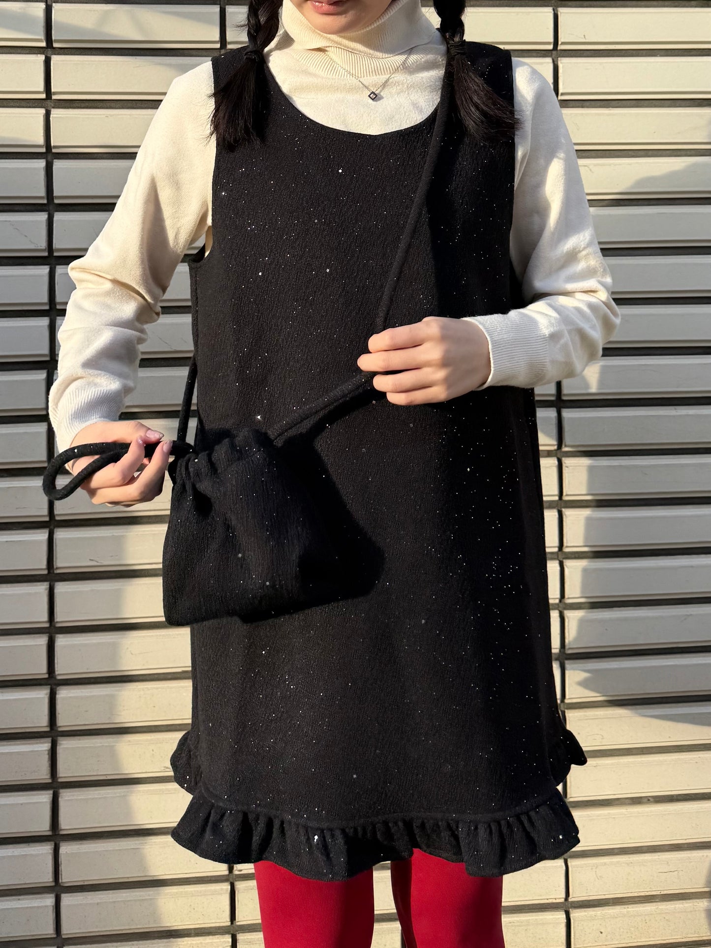 グリッターフリルワンピース&ミニバッグ DPA43724