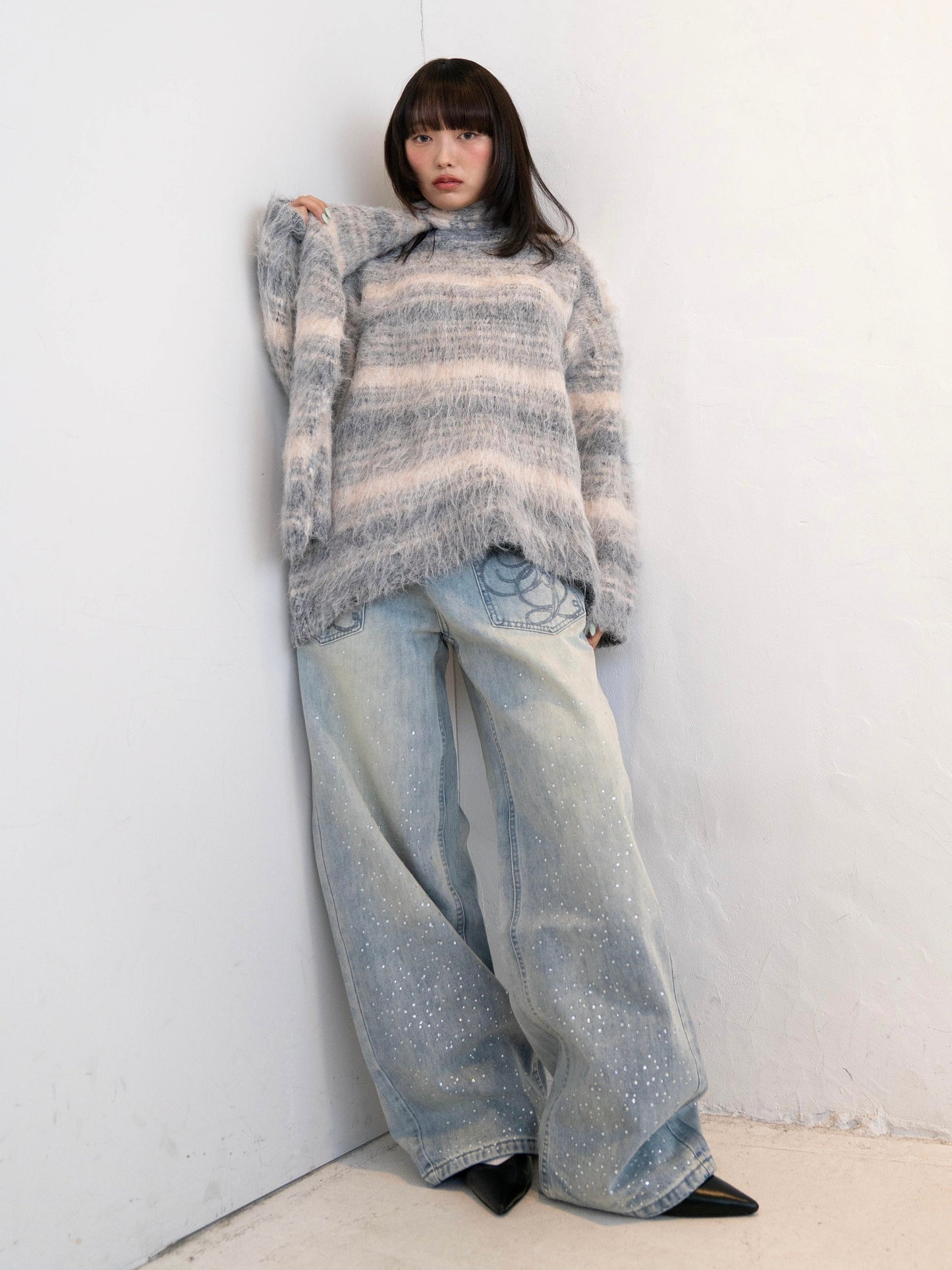 ラメストレートデニムパンツ DPC02014