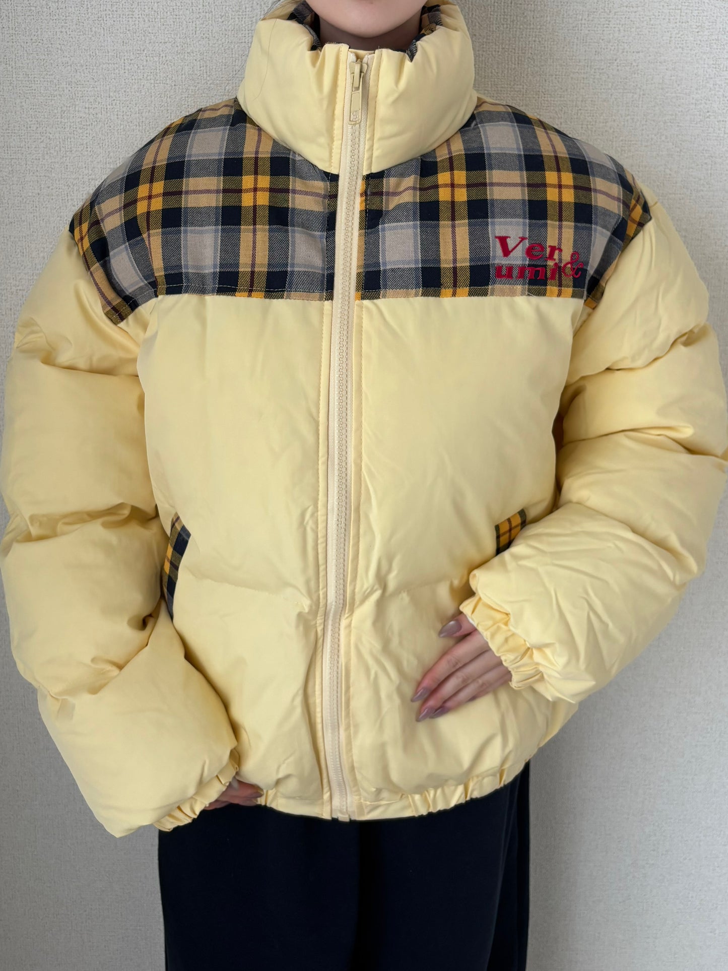 イエローチェックダウンジャケット DPB88103
