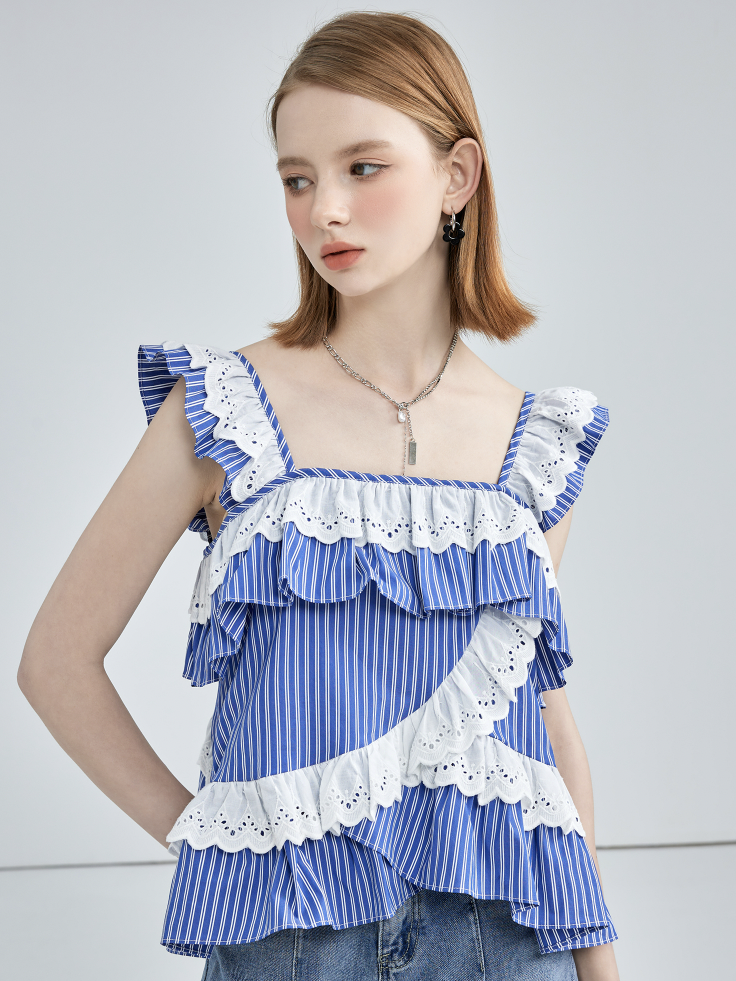 バーバリーズブルーレーベル フリル キャミソール ホワイト バーバリー バーバリーズブルーレーベル フリル キャミソール ホワイト バーバリー