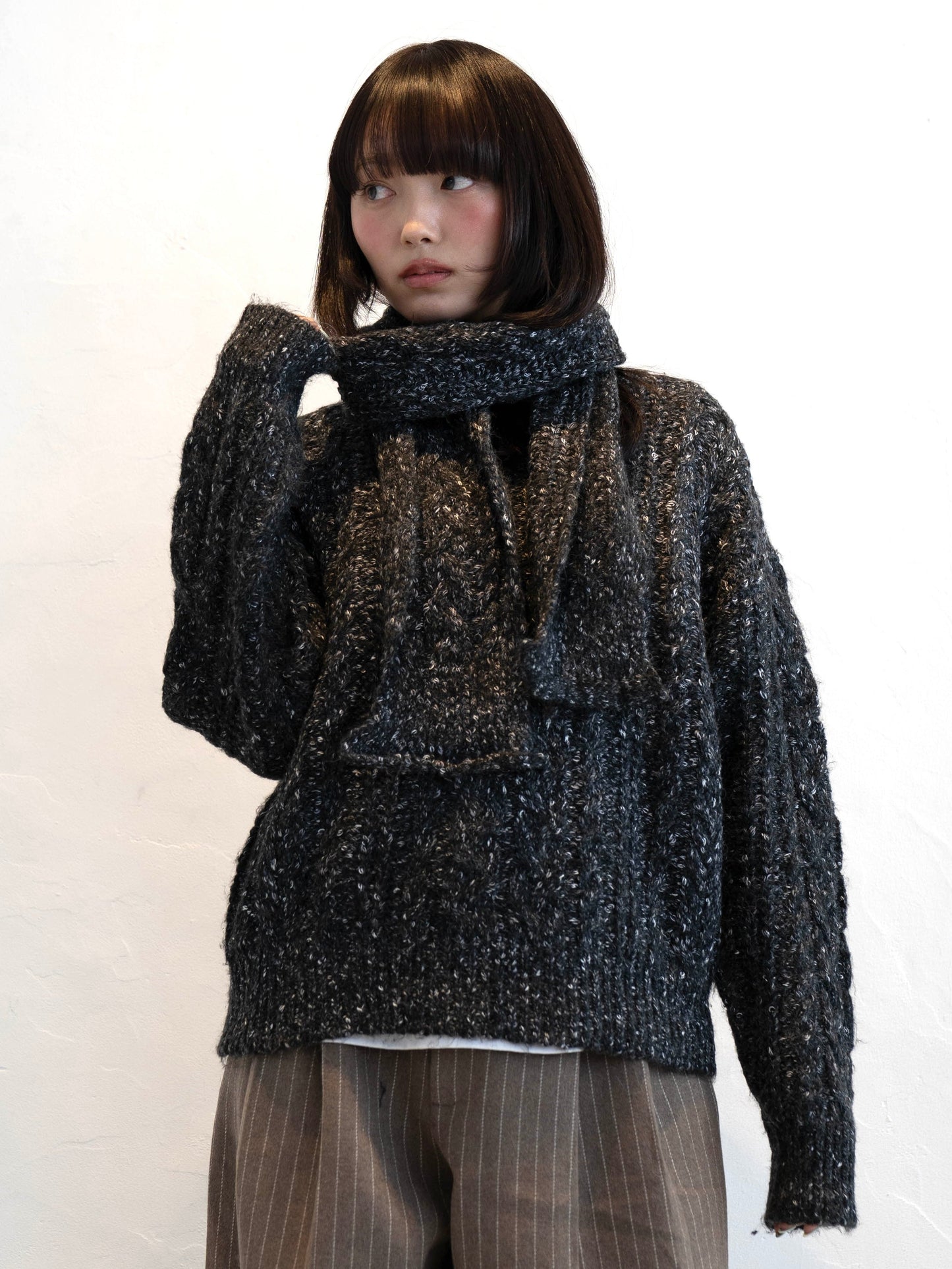 マフラー付きマーブルニット DPC02002