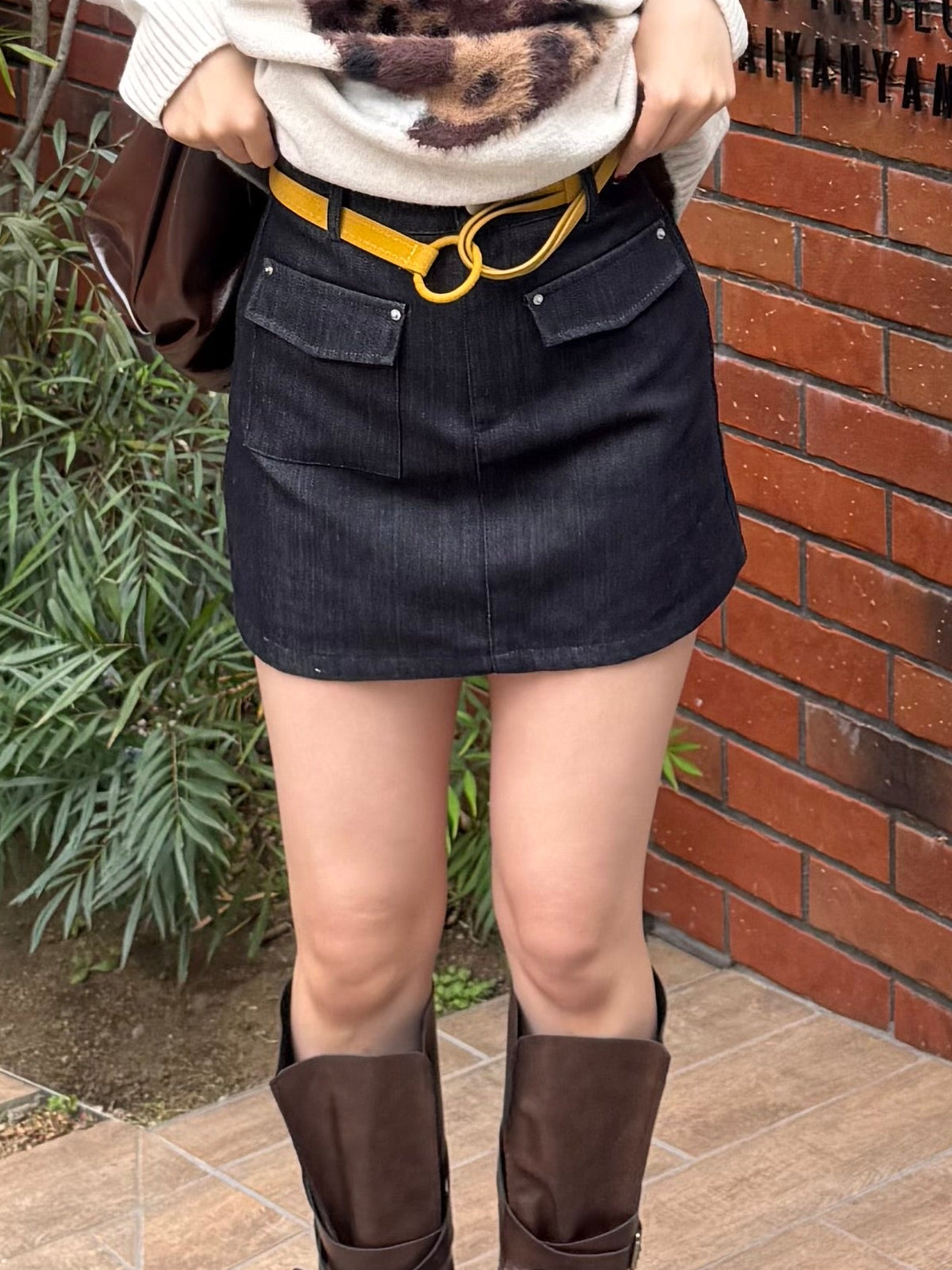 ベルト付きデニムライクミニスカート DPB91107