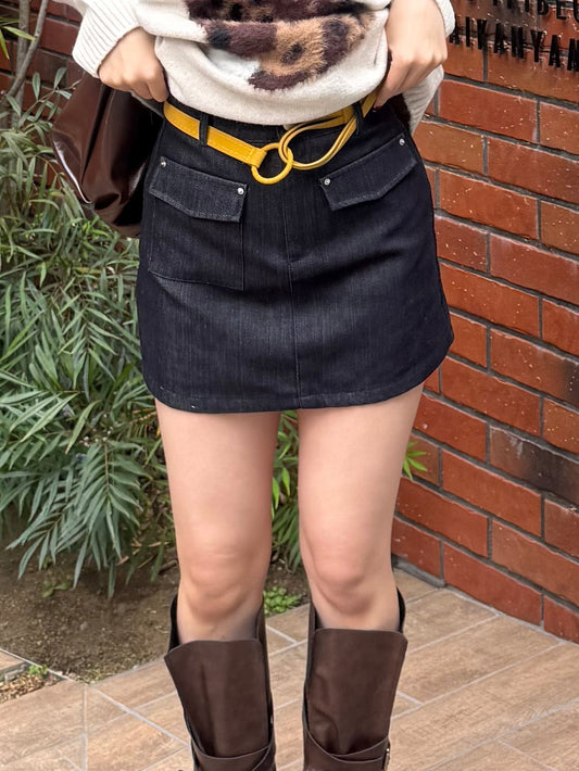 ベルト付きデニムライクミニスカート DPB91107