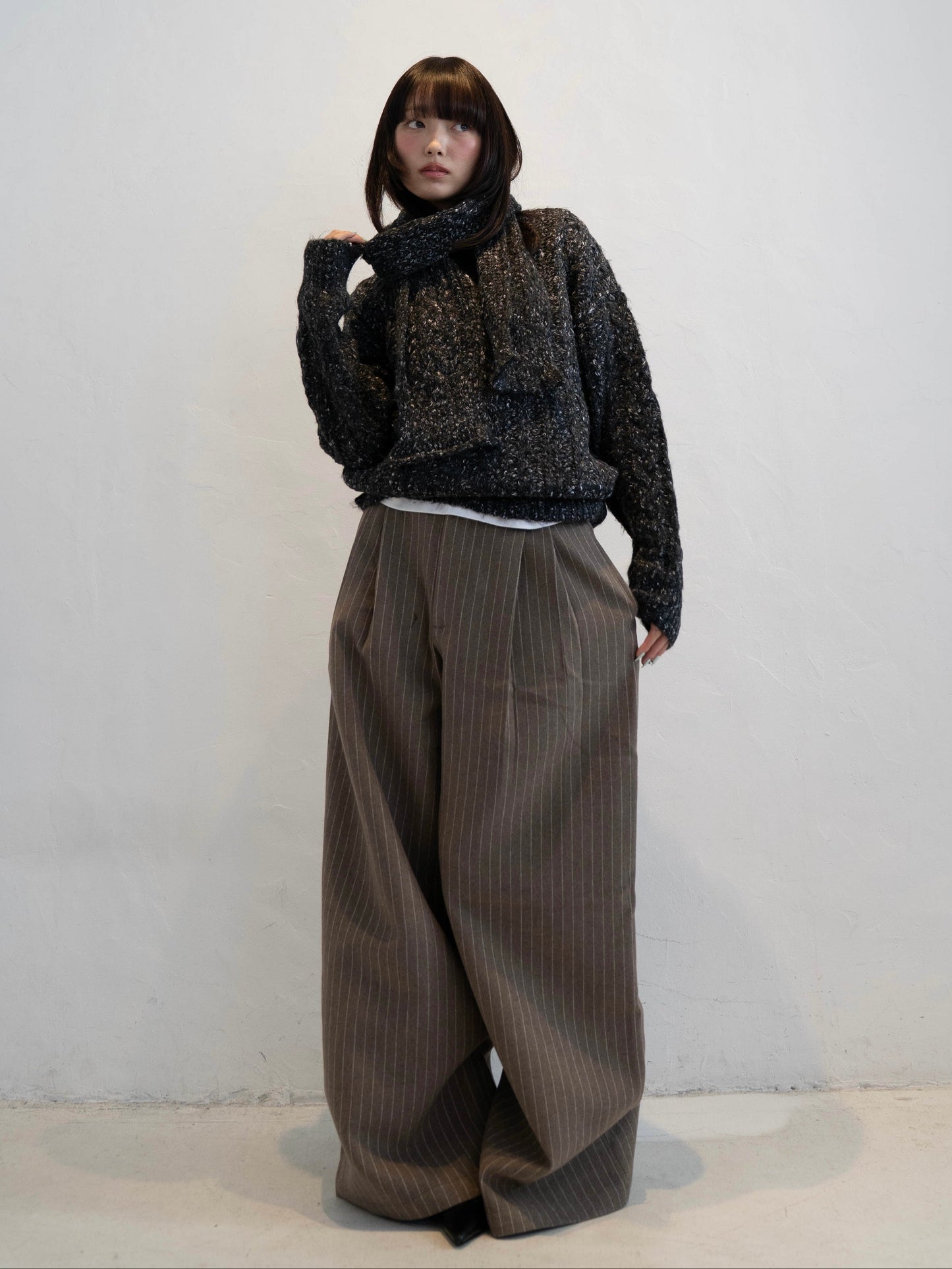 マフラー付きマーブルニット DPC02002