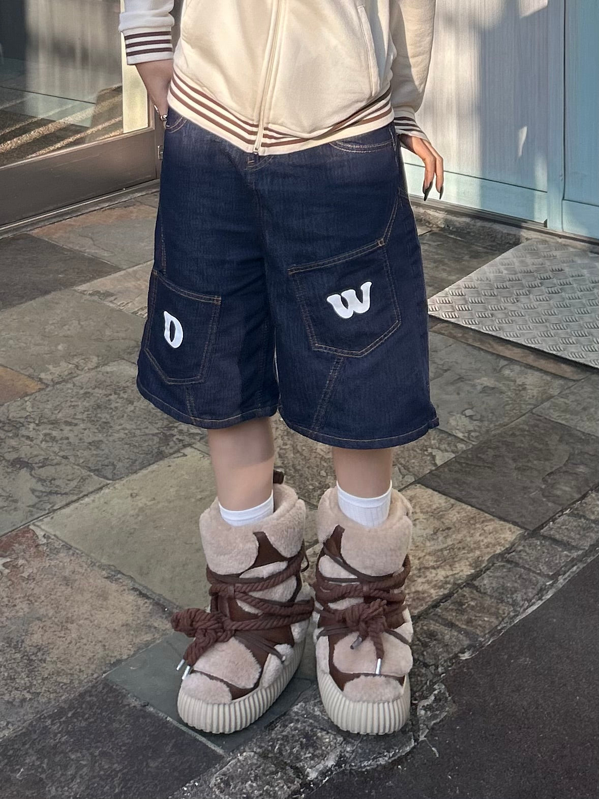 ロゴプリントデニムハーフパンツ DPB98050