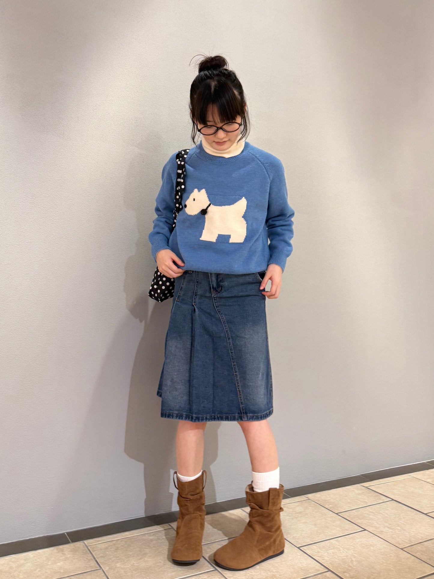 ユニークプリーツデニムスカート DPA43704