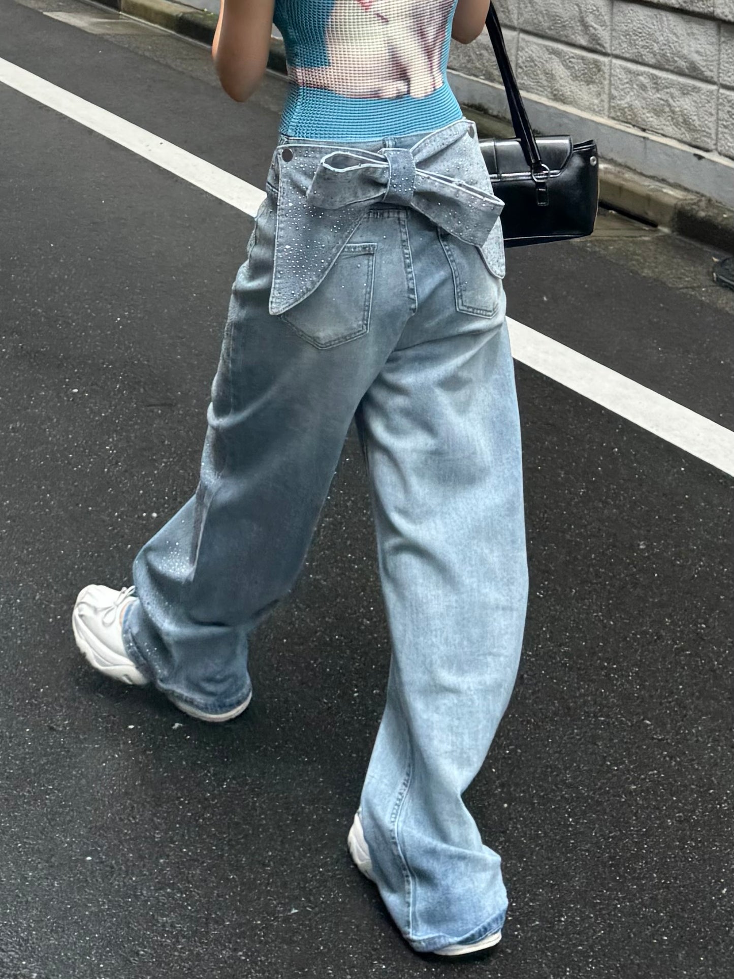 バックリボンストーンデニムパンツ DPB86305