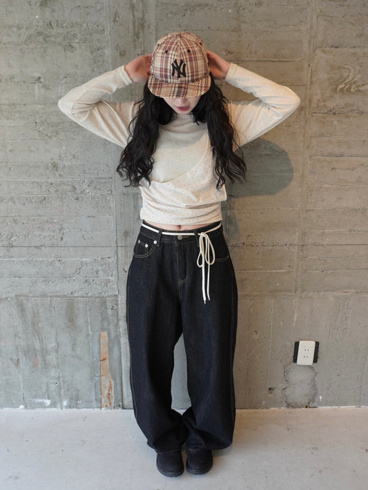 バックベルトデニムパンツ DPB85475