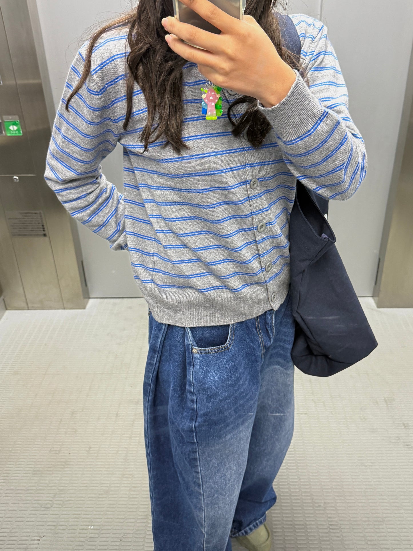 グレーボーダーカーディガン DPC01013