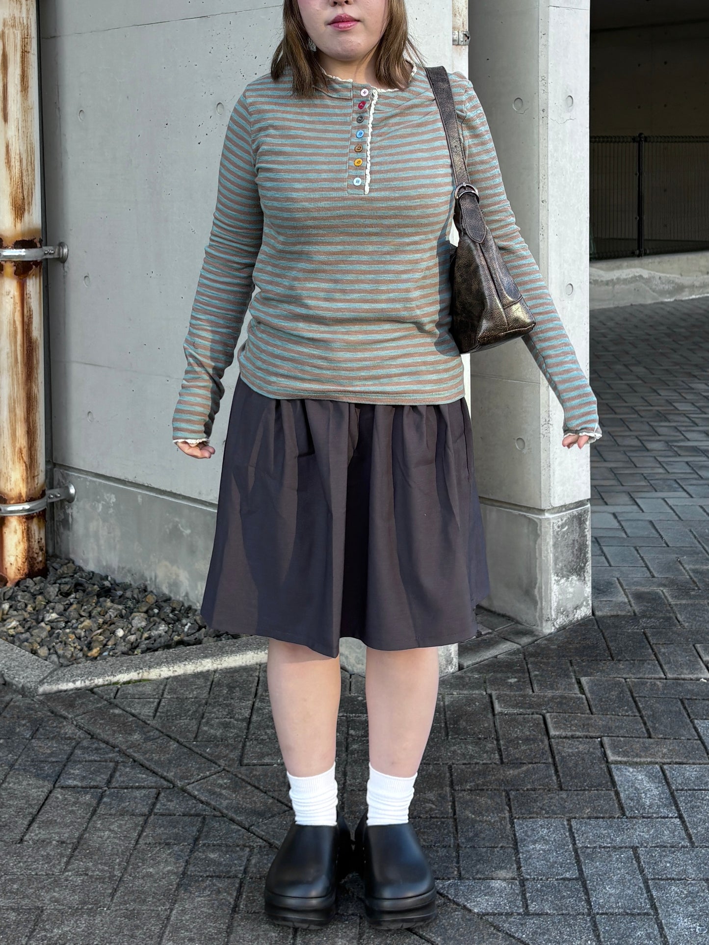ボーダーヘンリーネックTシャツ DPB97097