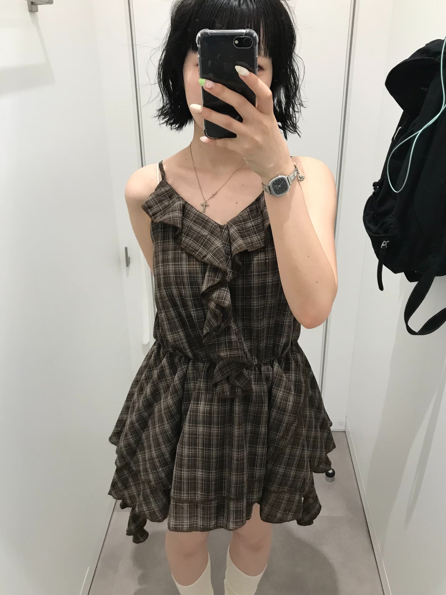 チェックフリルワンピース DPB85549